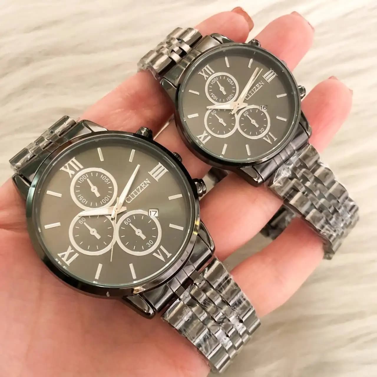 ست ساعت مچی سیتیزن زنانه و مردانه (مشکی) کد 4712