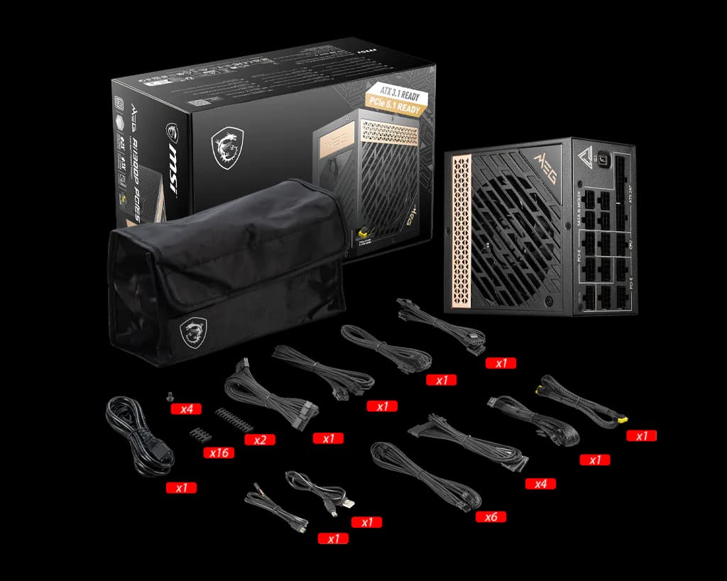 پاور ماژولار ام اس ای مدل MEG Ai1300P 1300W PCIE5 — تصویر ۳