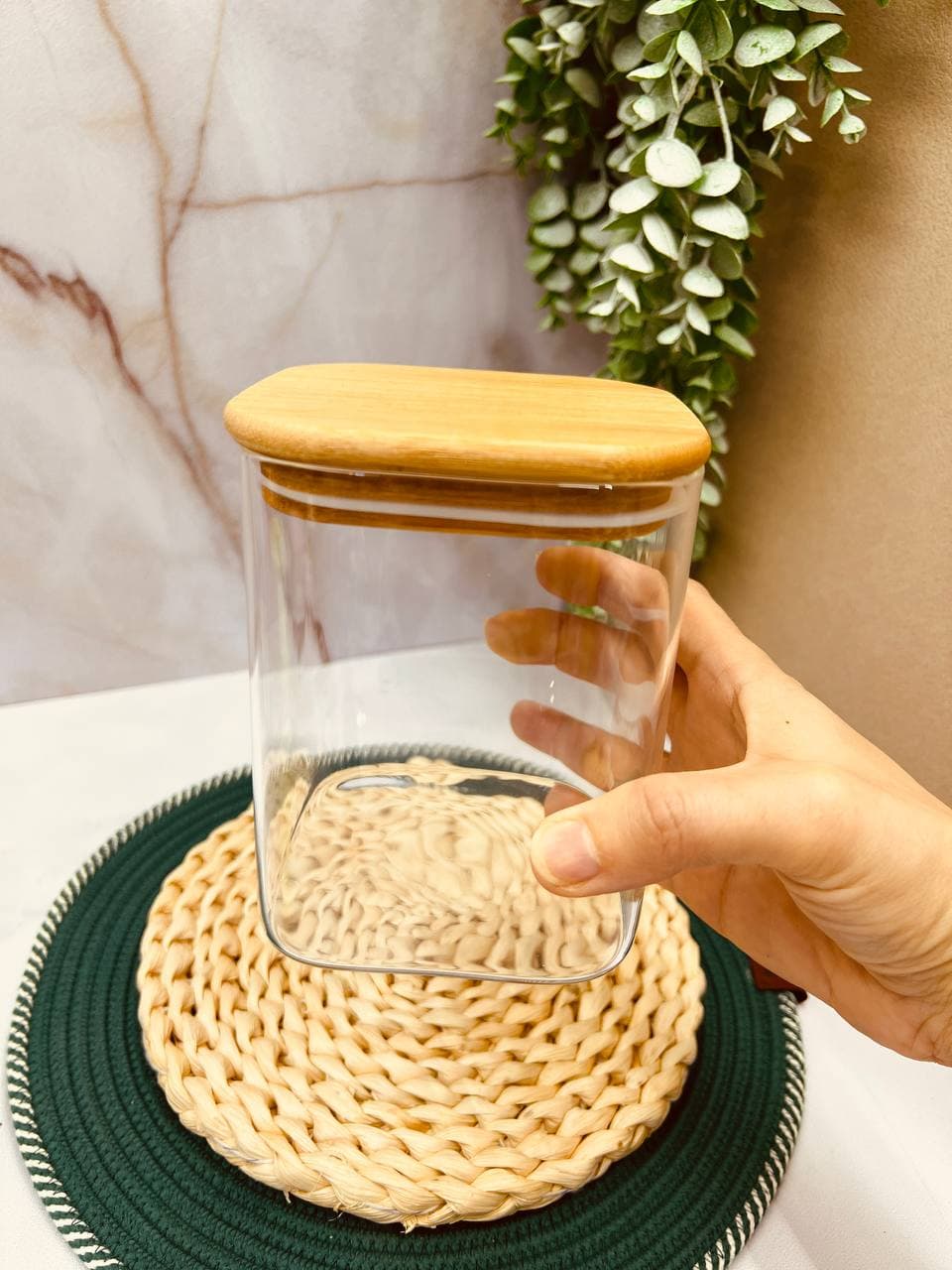 بانکه پیرکس مربعی درب بامبو قطر 10 SF2 — تصویر ۴