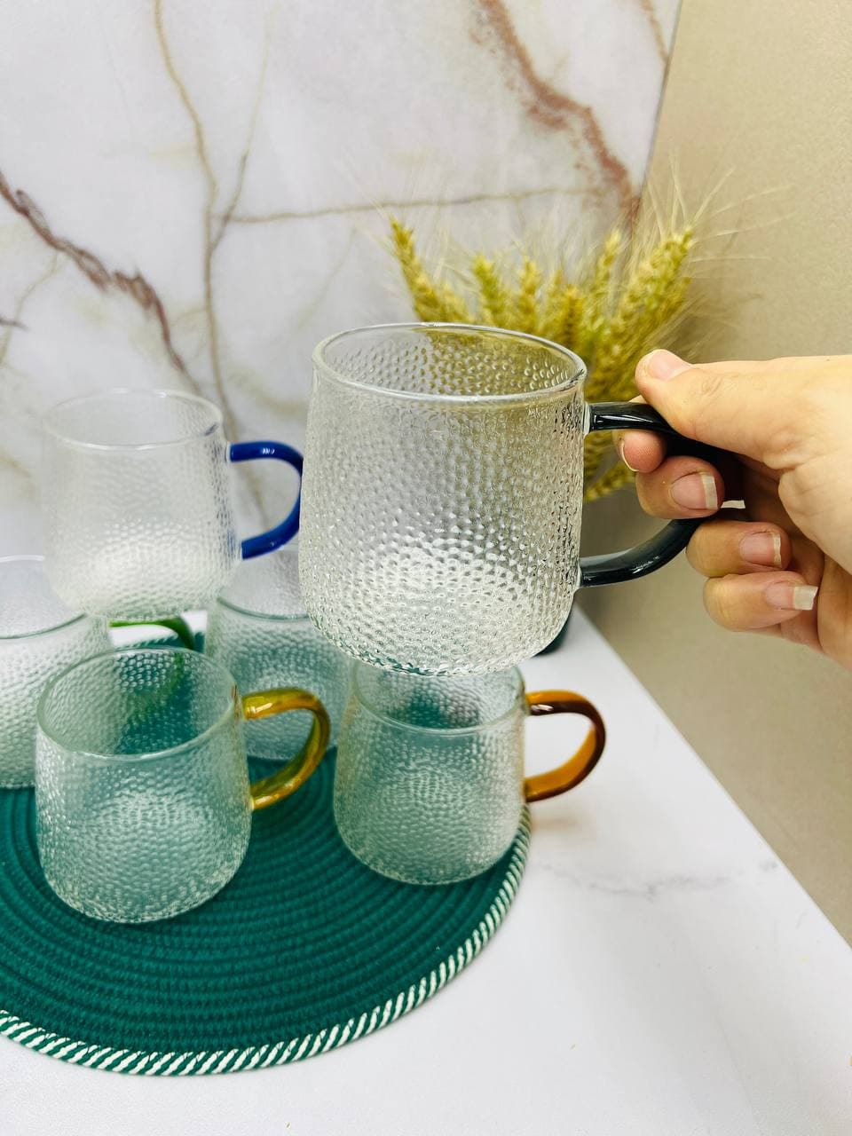 لیوان پیرکس دسته رنگی آنتی شوک XD360 — تصویر ۲