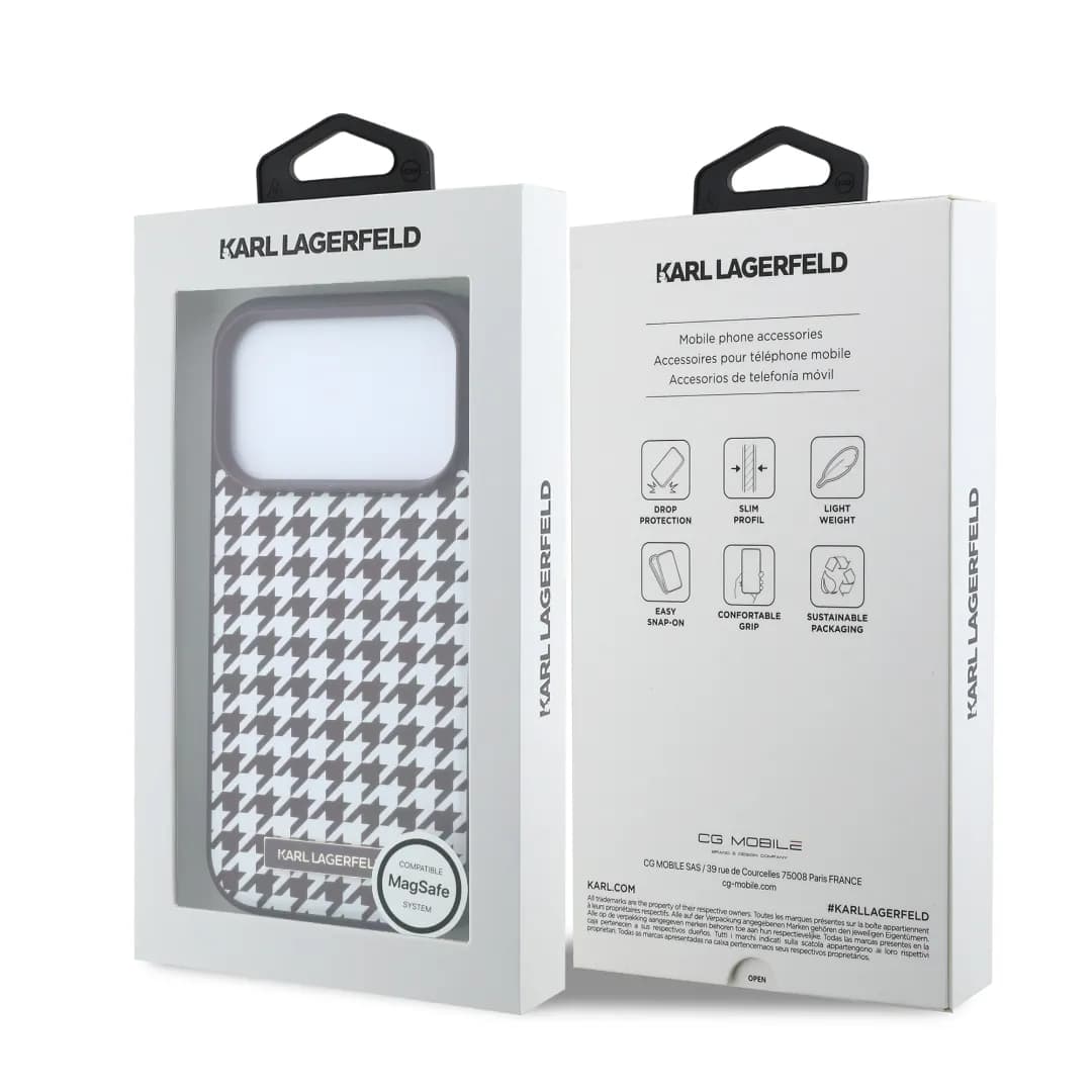 قاب کارل لاگرفلد Karl Lagerfel Smooth PU Magsafe Houndstooth With Resin Logo — تصویر ۵
