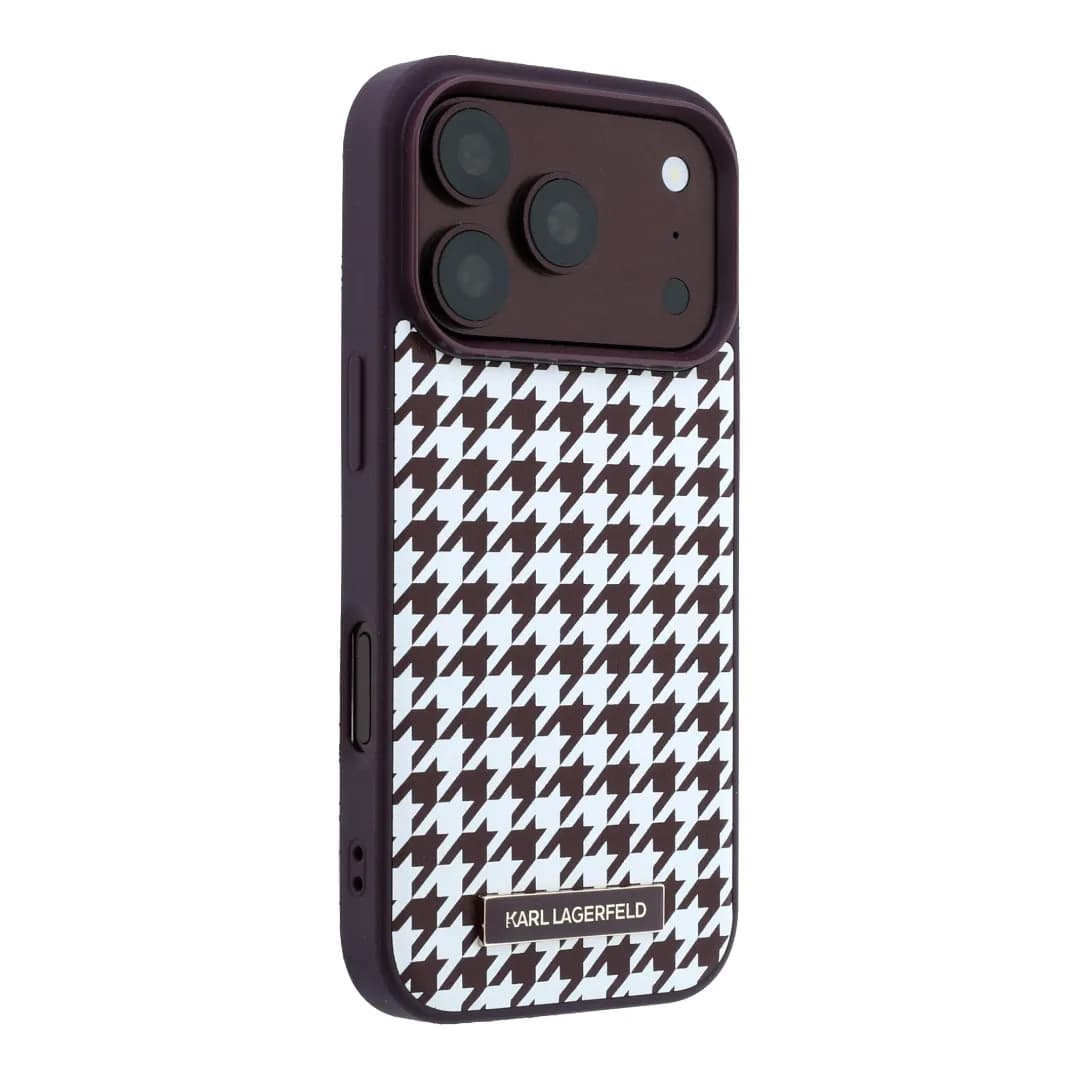 قاب کارل لاگرفلد Karl Lagerfel Smooth PU Magsafe Houndstooth With Resin Logo — تصویر ۳