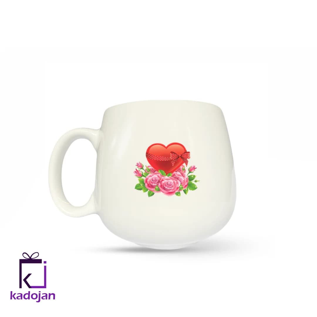 ماگ فانتزی طرح قلب و گل کد 1121