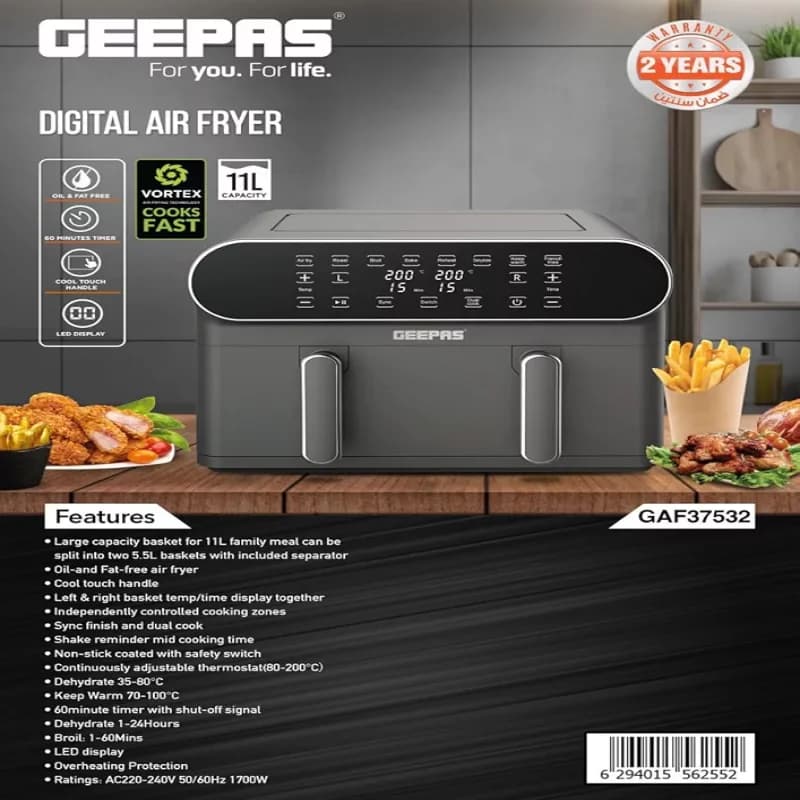 سرخ کن 11 لیتری جیپاس مدل GEEPAS GAF37532 — تصویر ۶