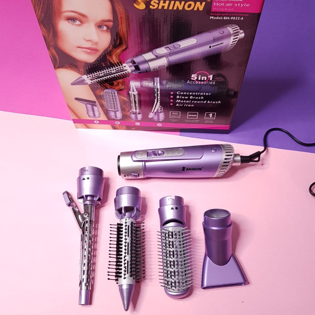 سشوار حالت دهنده برس دار شینون SHINON مدل SH-9822-6 چهار کاره 4in1