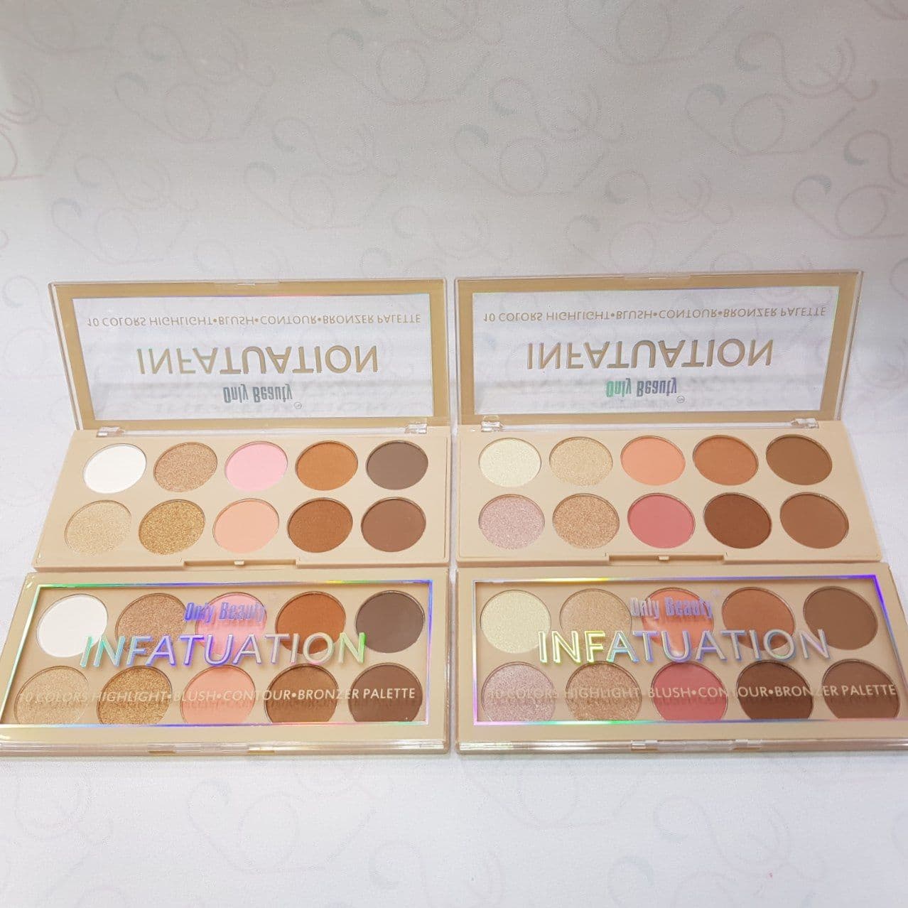 پالت هایلایتر، رژگونه، کانتور و برنزر آنلی بیوتی ONLY BEAUTY مدل اینفتویشن infatuation