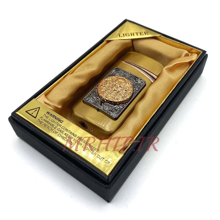 فندک گازی اتمی طرح جمجه رنگ طلایی کدa120283 — تصویر ۲