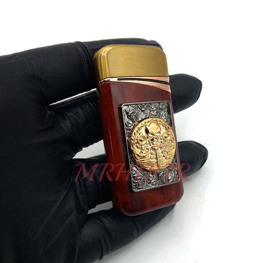 فندک گازی اتمی طرح جمجه رنگ طلایی جگری کدa120282 — تصویر ۳