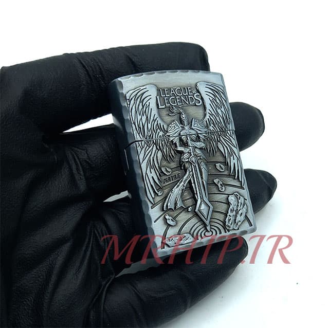 فندک گازی طرح صلیب وبال فرشته نقره ای کدa120263 — تصویر ۲