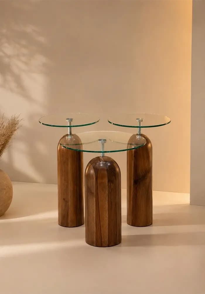 میز عسلی پایه گردویی