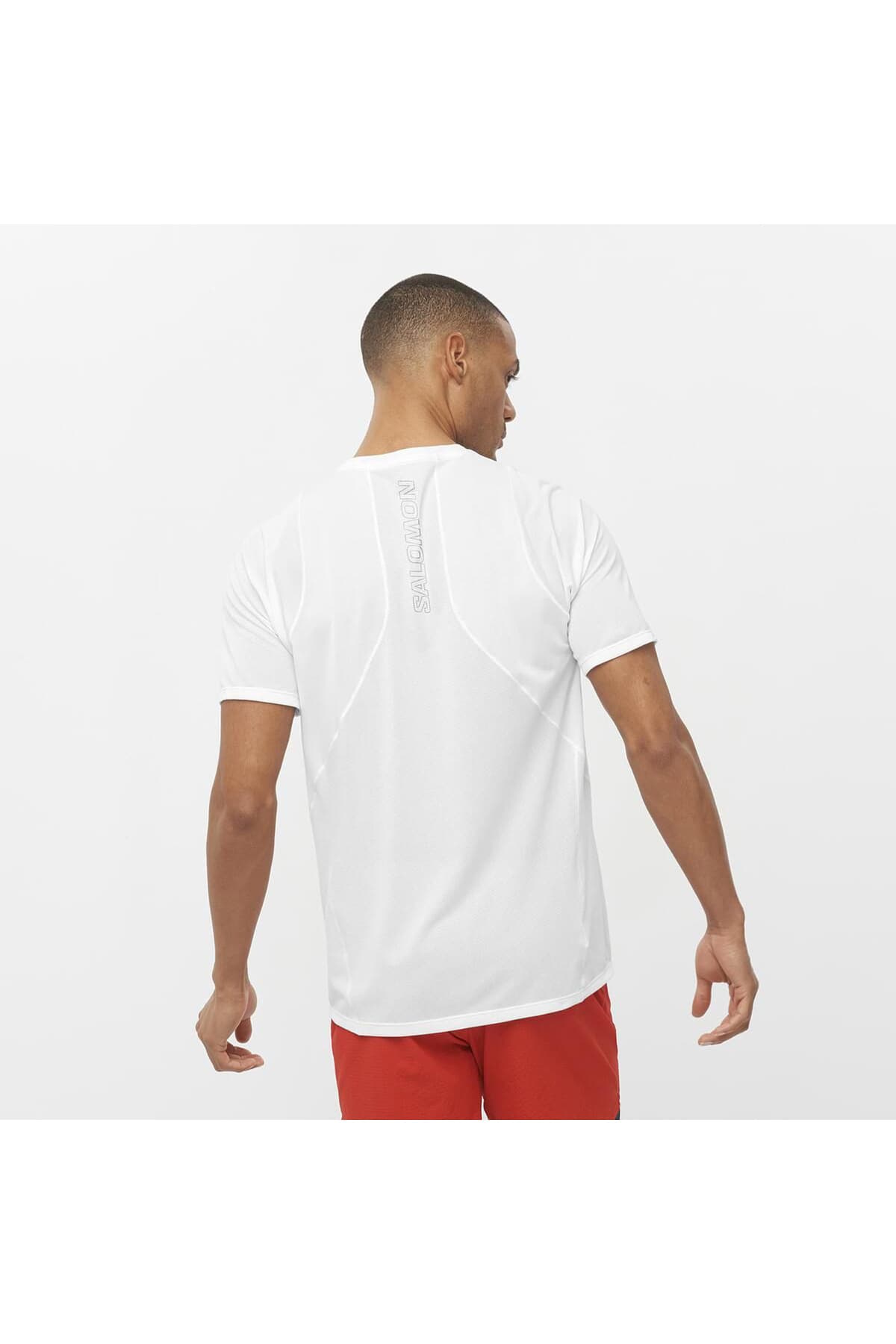 تی شرت ورزشی سالومون مردانه پلی استر سفید راسته Regular/رگولار بیسیک Casual / کژوال | Salomon 1131614 — تصویر ۵
