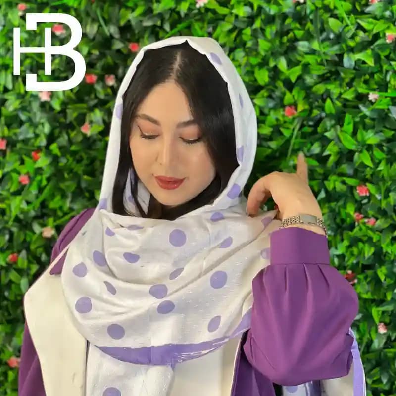 شال نخی بنفش طرح توپی کد 10000614 — تصویر ۳
