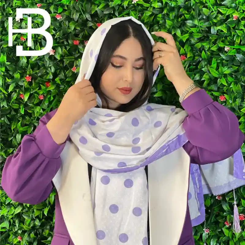 شال نخی بنفش طرح توپی کد 10000614