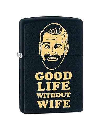 فندک زیپو مشکی Zippo 218-MP400018 (GOOD LIFE WITHOUT WIFE)