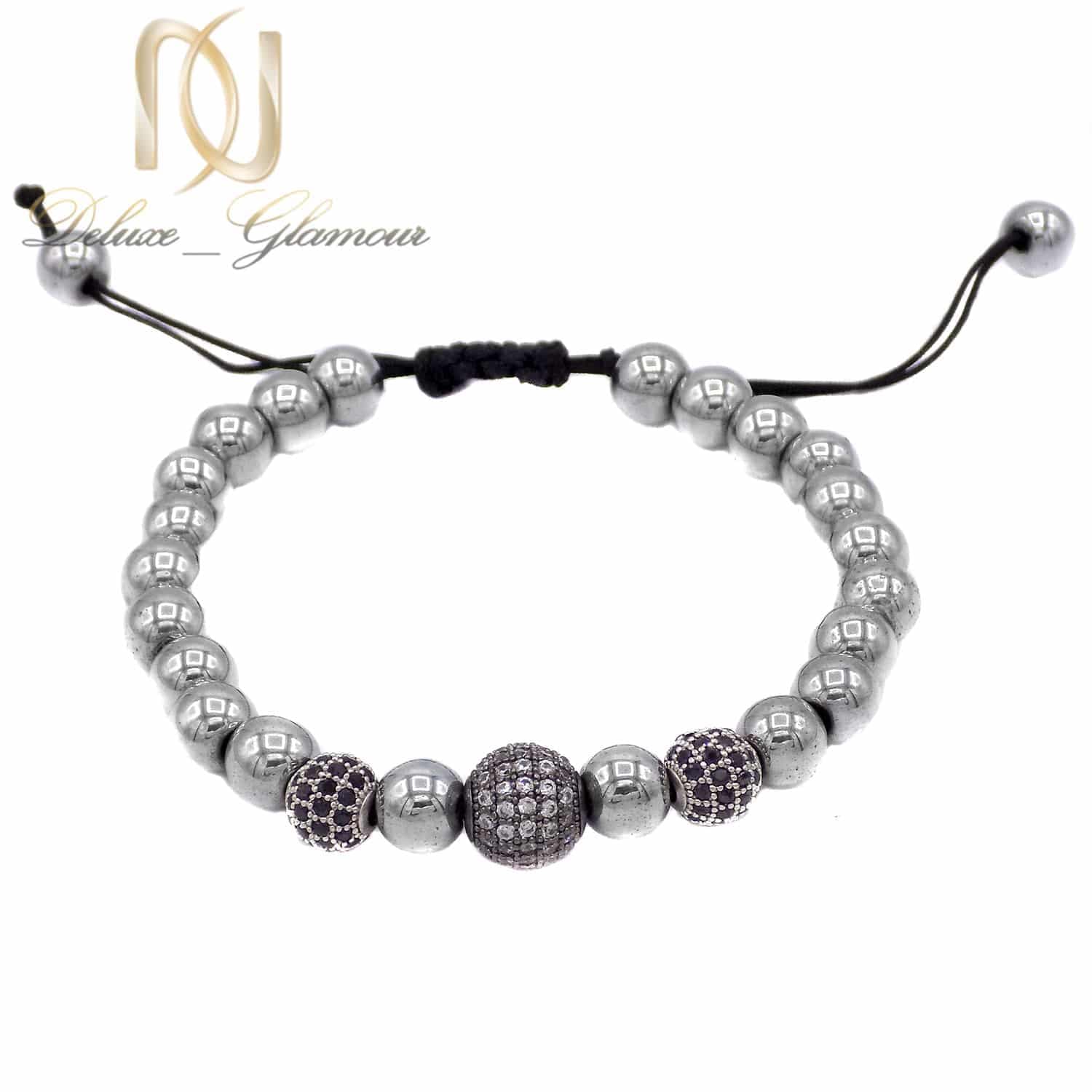 دستبند مردانه سنگ حدید مهره استیل ma-n613