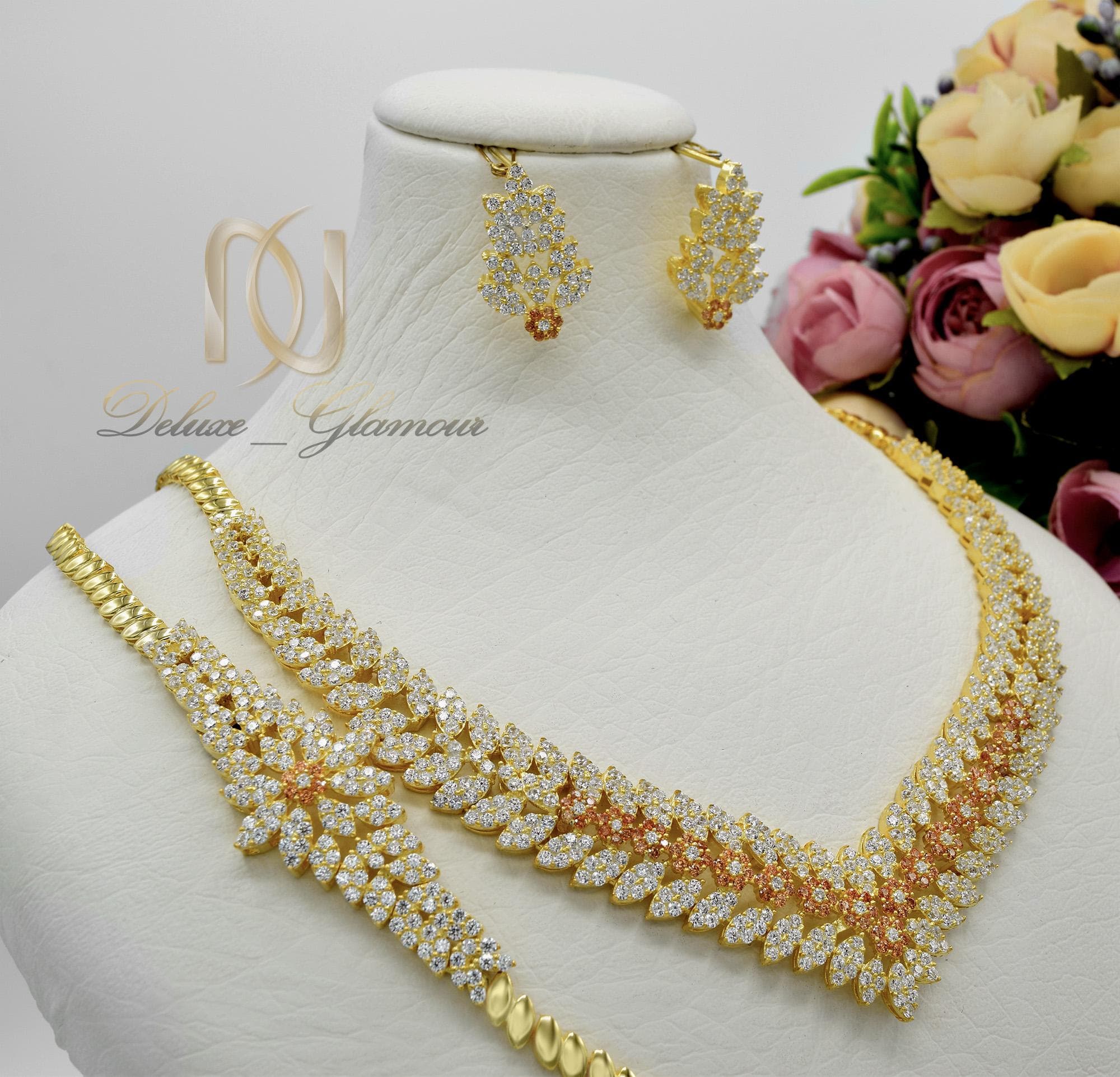 سرویس نقره عروس طلایی پر نگین ns-n417