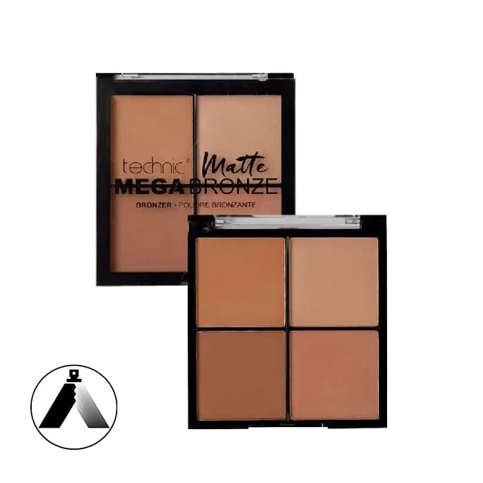 پالت برنزر ۴ رنگ مات مگا برنز تکنیک گرمابخشی طبیعی و زاویهسازی ملایم Technic Matte Mega Bronze Palette — تصویر ۴