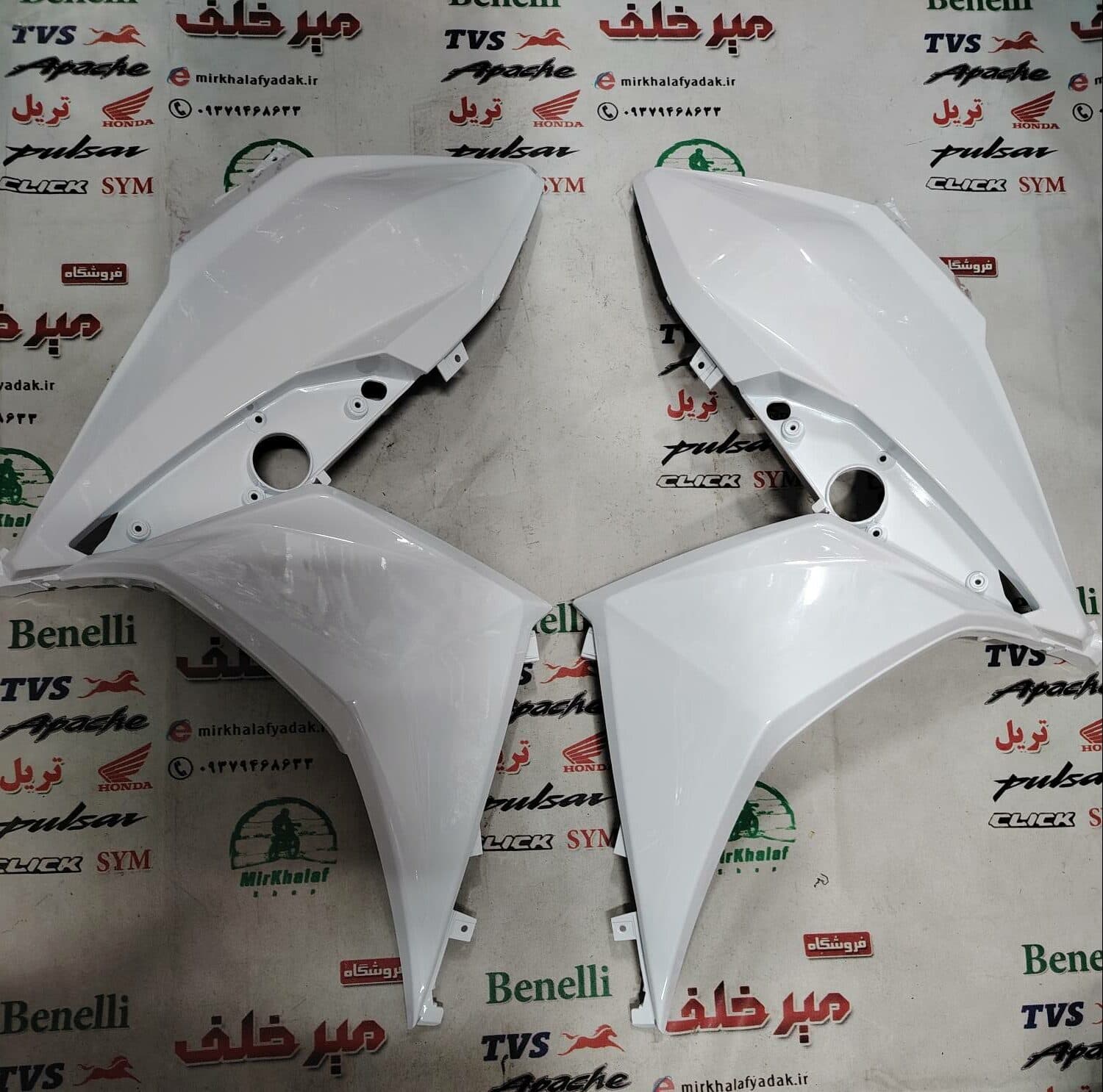 قاب (کاور فلاپ) بغل بلوری چراغ جلو موتور sym گالکسی j 200 جی سفید اصلی (جفتی)