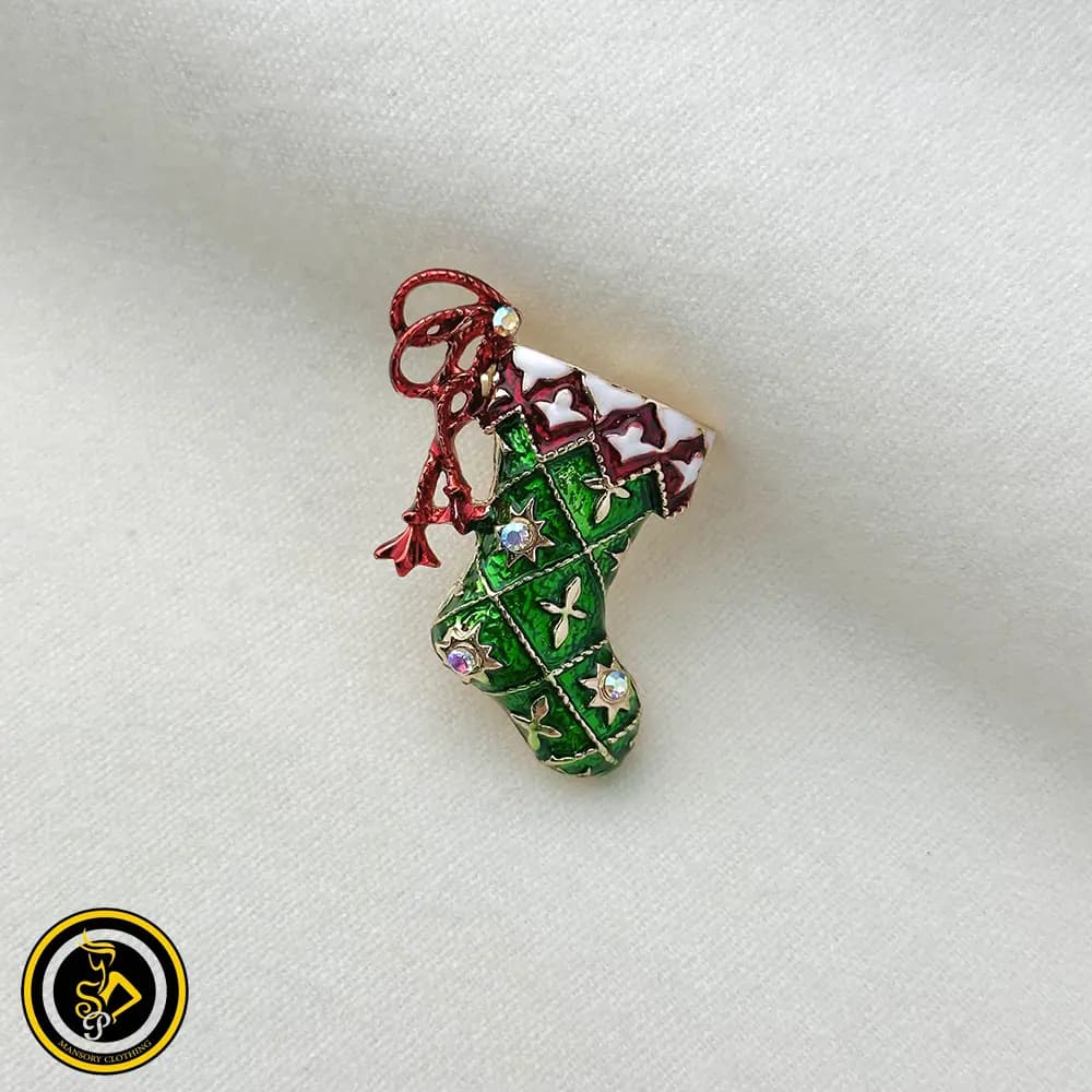 گل سینه طرح جوراب کريسمس