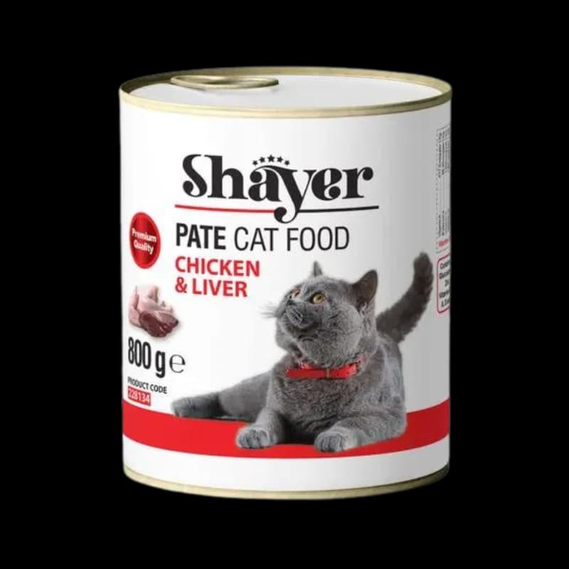 کنسرو گربه بالغ شایر پته مرغ و جگر Shayer وزن 800 گرم