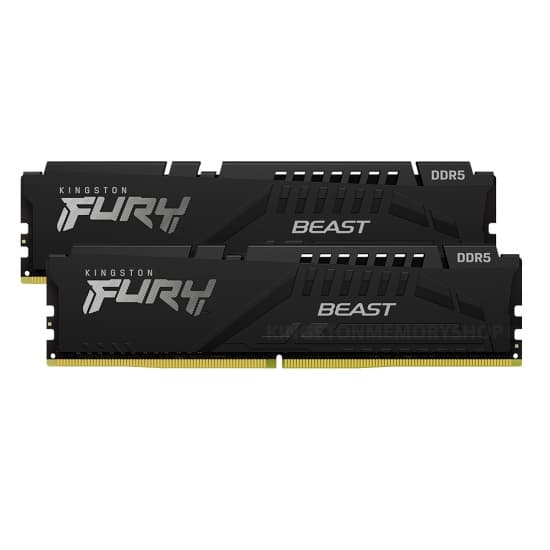 رم کامپیوتر دو کاناله کینگستون مدل Fury Beast با حافظه 32 گیگابایت و فرکانس 5200 مگاهرتز