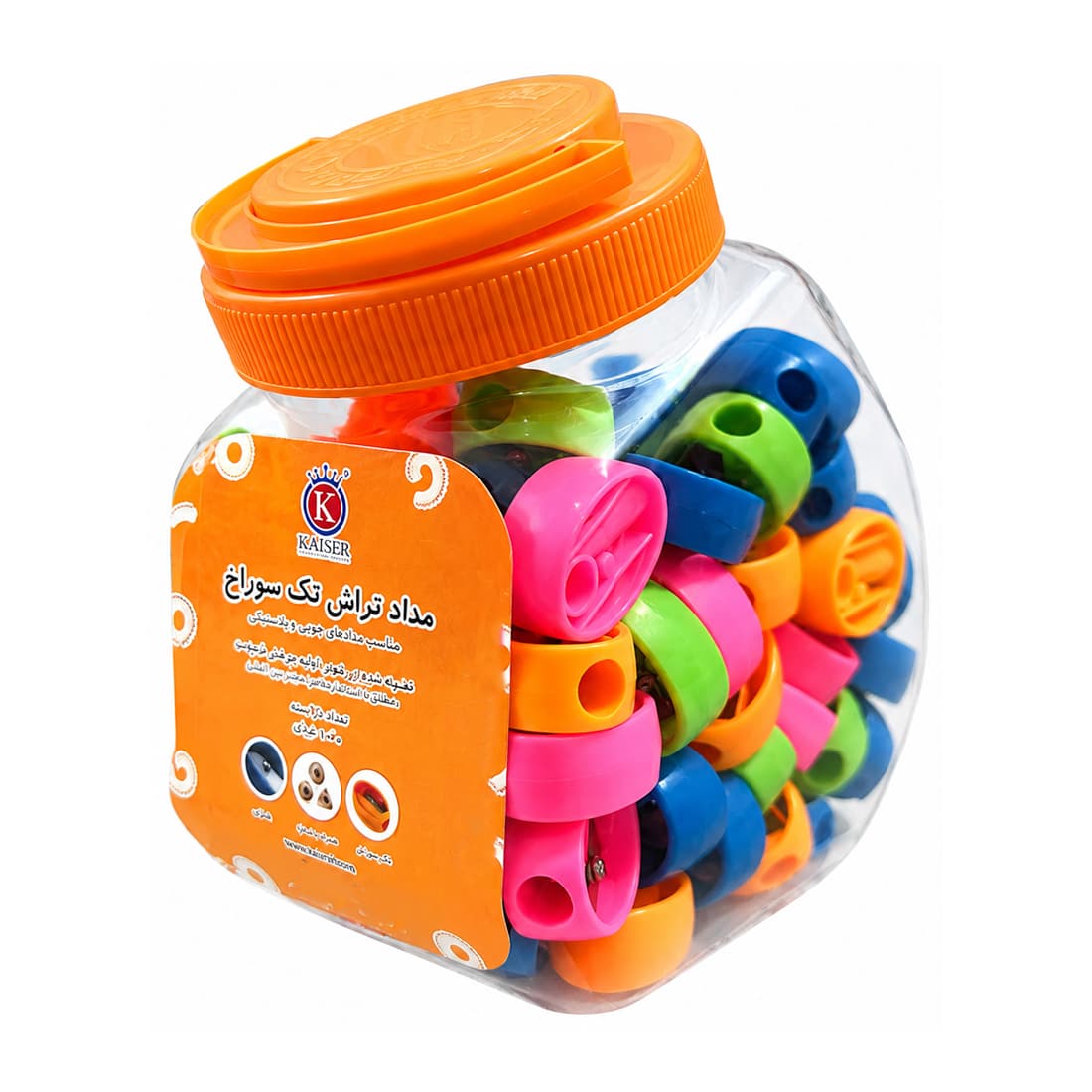 تراش کایزر کد SK271 مدل بیضی نئونی قوطی 96 عددی — تصویر ۲
