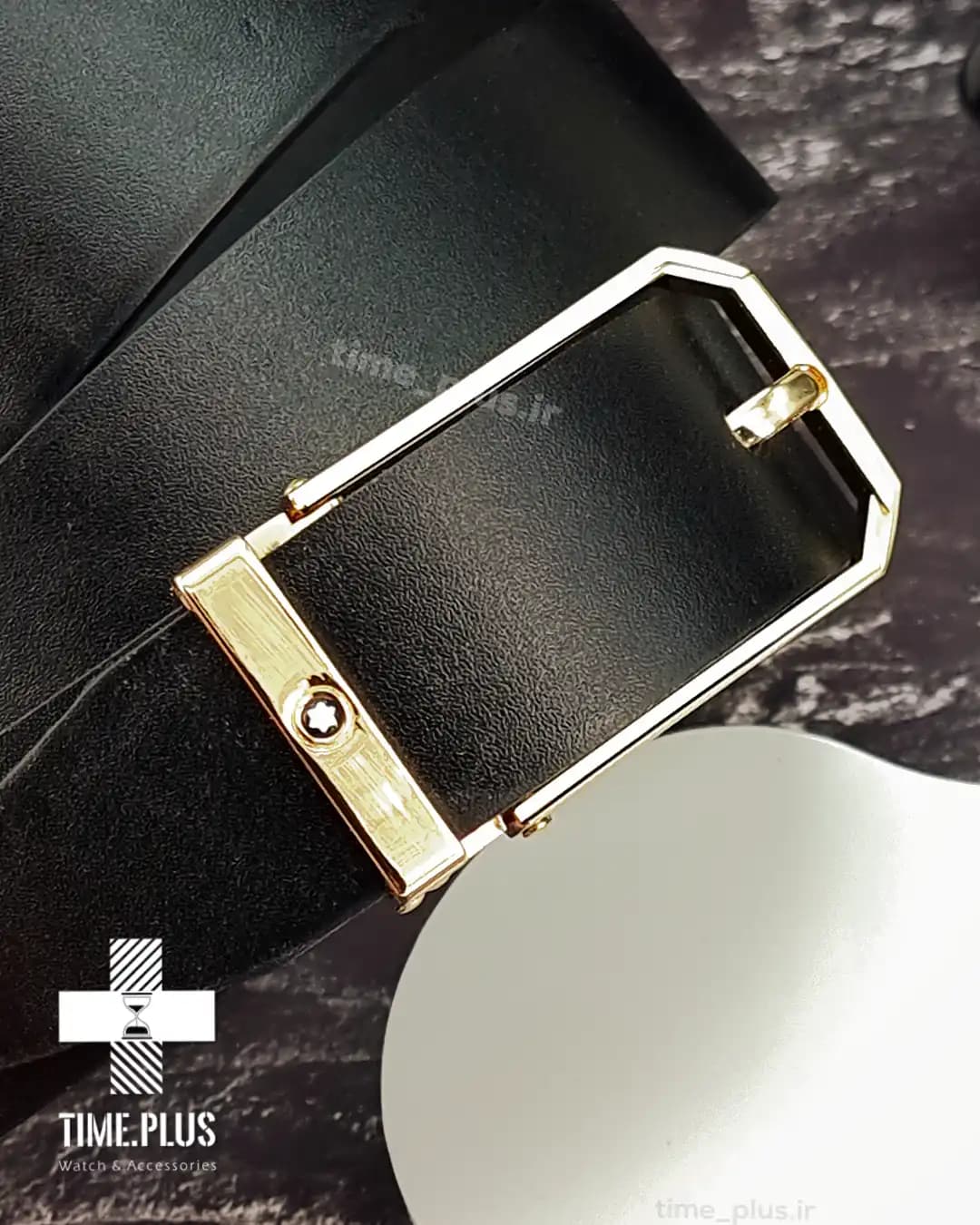 کمربند Montblanc سگک طلایی — تصویر ۳