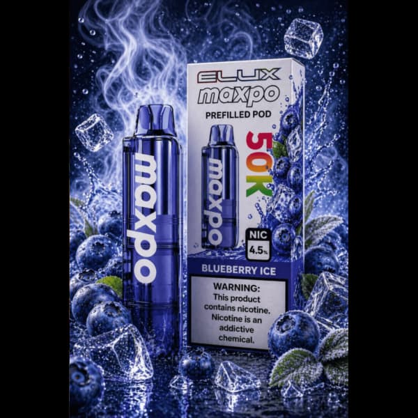 کارتریج پاد یکبار مصرف مکسپو بلوبری یخ 50000 پاف Maxpo blueberry ice pod cartridge