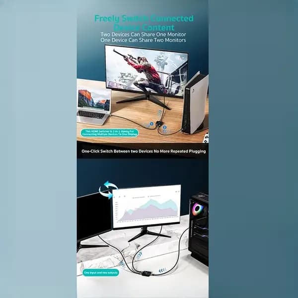 تبدیل و سوییچر 2 به 1 HDMI کوتتسی OF-035 — تصویر ۷