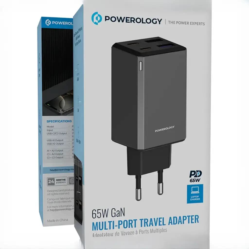 آداپتور شارژ چند پورتی 65W پاورولوژی 65 PWCUQC064 — تصویر ۲