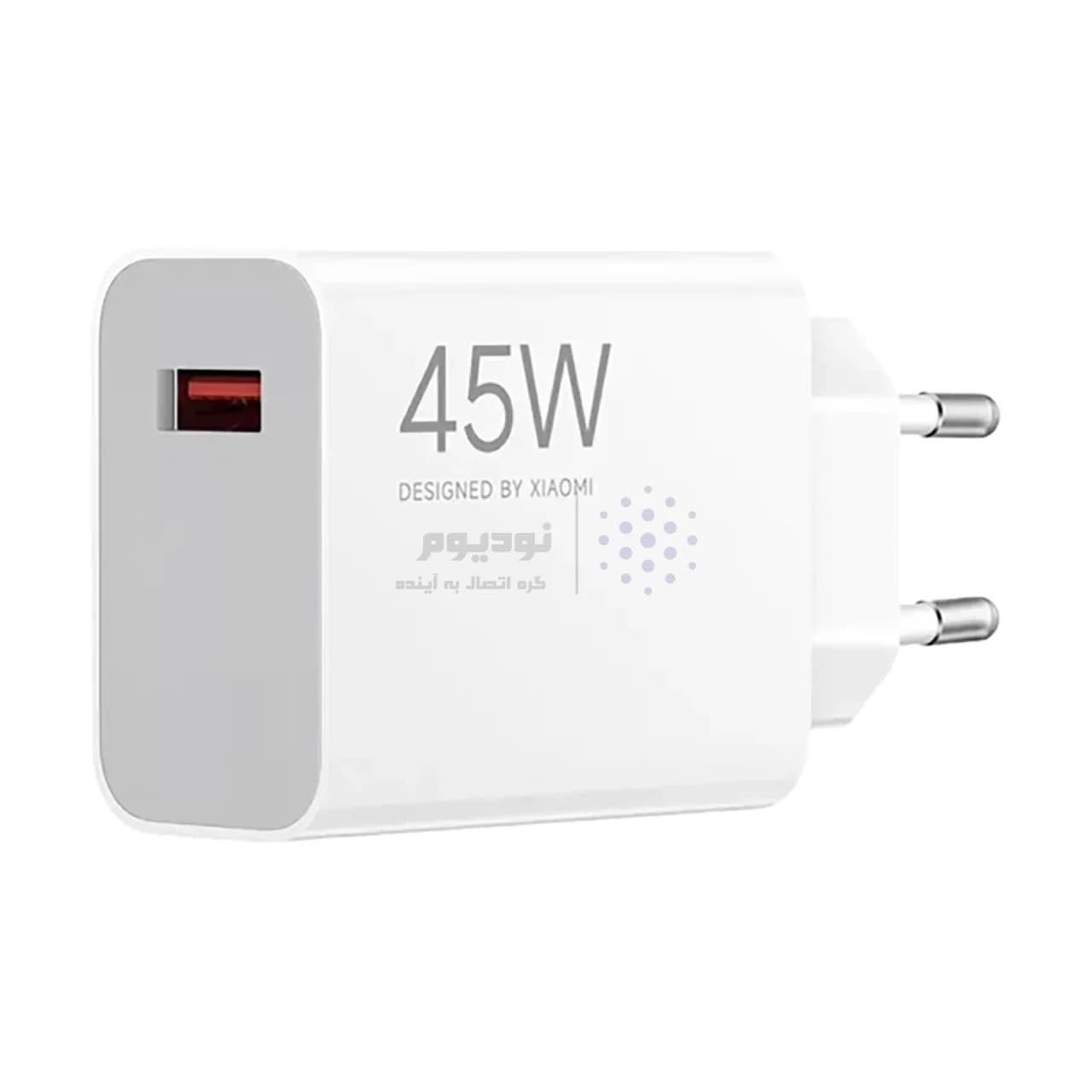 شارژر دیواری فست سرکارتنی تک پورت Xiaomi مدل MDY-17-EF 45W به همراه کابل شارژ Type-C – سفید (گارانتی شش ماهه نیکان همراه) — تصویر ۵