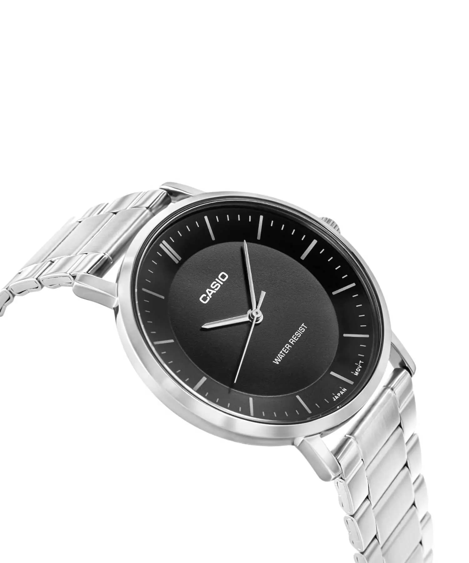ساعت مچی مردانه کاسیو (Casio) مدل MTP-VT04D-1EDF (کلاسیک، تمام استیل، صفحه مشکی) — تصویر ۳