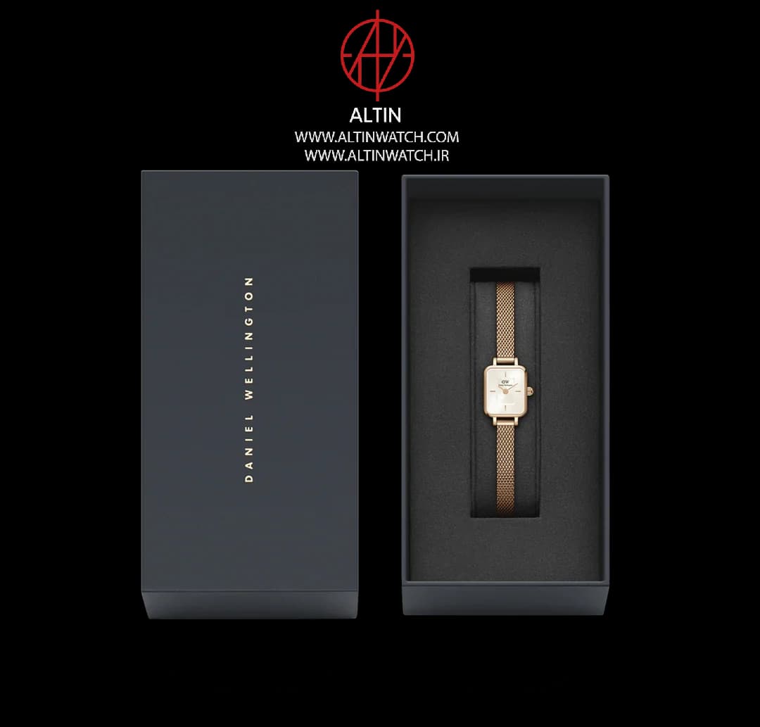 ساعت مچی زنانه دنیل ولینگتون (Daniel Wellington) مدل DW00100651 (کالکشن Quadro، قاب چهارگوش رزگلد، بند حصیری) — تصویر ۲