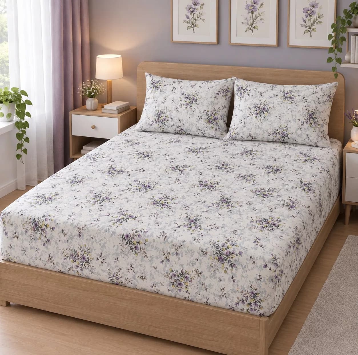 ملحفه نخی مدل کشدوز گلریز دو نفره سایز 180×200 سانتی متر — تصویر ۳
