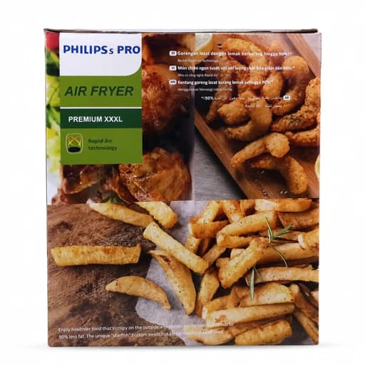 سرخ کن هواپز 15 لیتری لمسی دو 2 المنت بدون روغن 3000 وات صفحه تخت فیلیپس مدل PHILIPS PH-1897 بزرگ سرخکن همراه سبد جدا شو — تصویر ۲