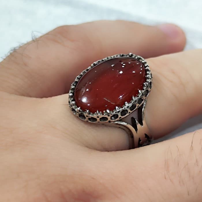 انگشتر الیاژی مردانه عقیق یمنی مدل کد ۷۷۶0 — تصویر ۳