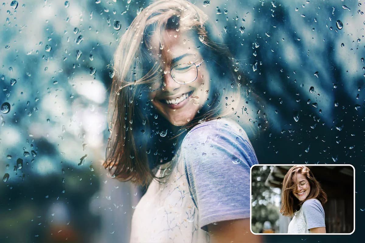 اکشن فتوشاپ افکت قطرات باران روی شیشه — تصویر ۴