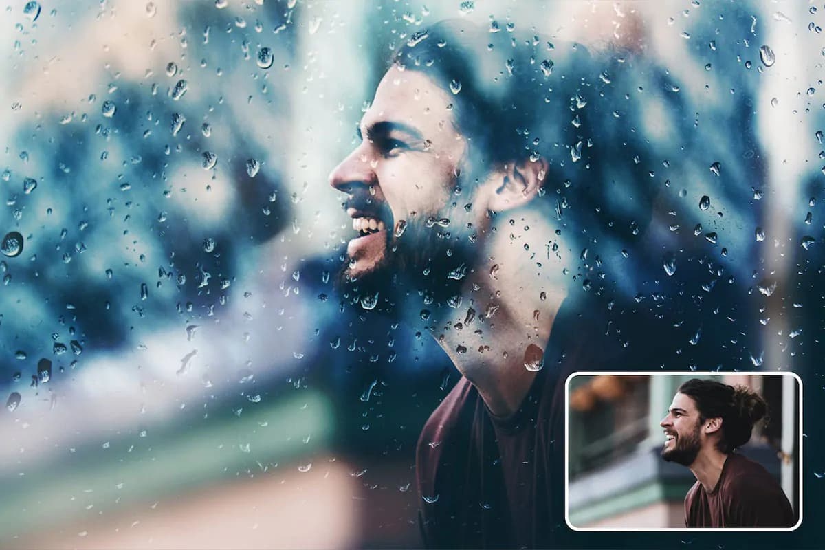 اکشن فتوشاپ افکت قطرات باران روی شیشه — تصویر ۲