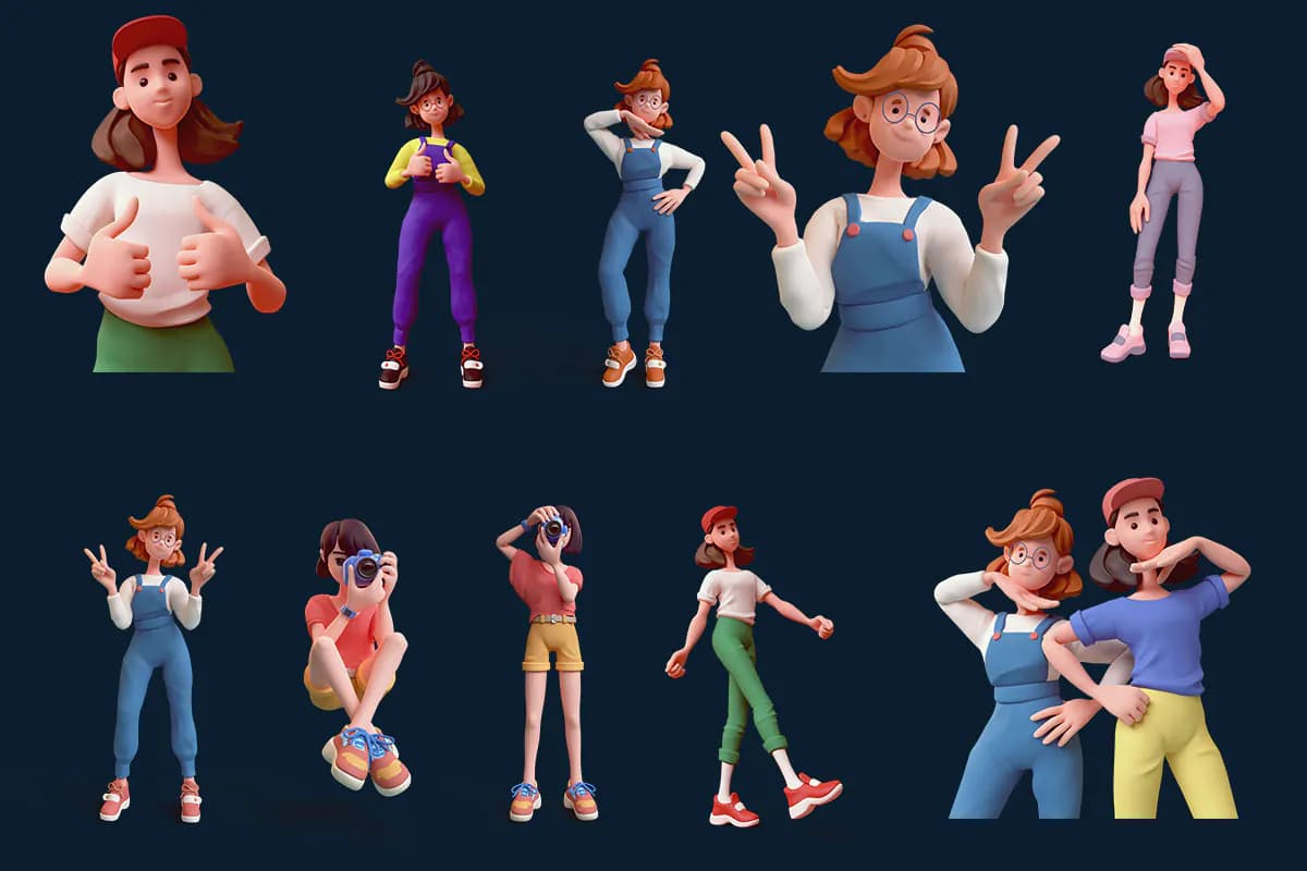 40 PNG کاراکتر دختر 3D — تصویر ۲