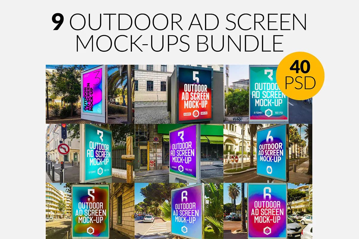 40 موکاپ بنر تبلیغاتی شهری محیطی Outdoor