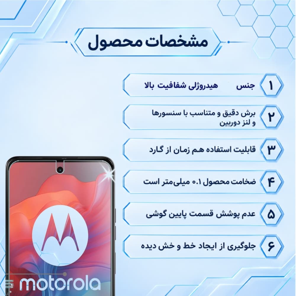 گلس Motorola Edge 40 Neo مدل نانو هیدروژل — تصویر ۲