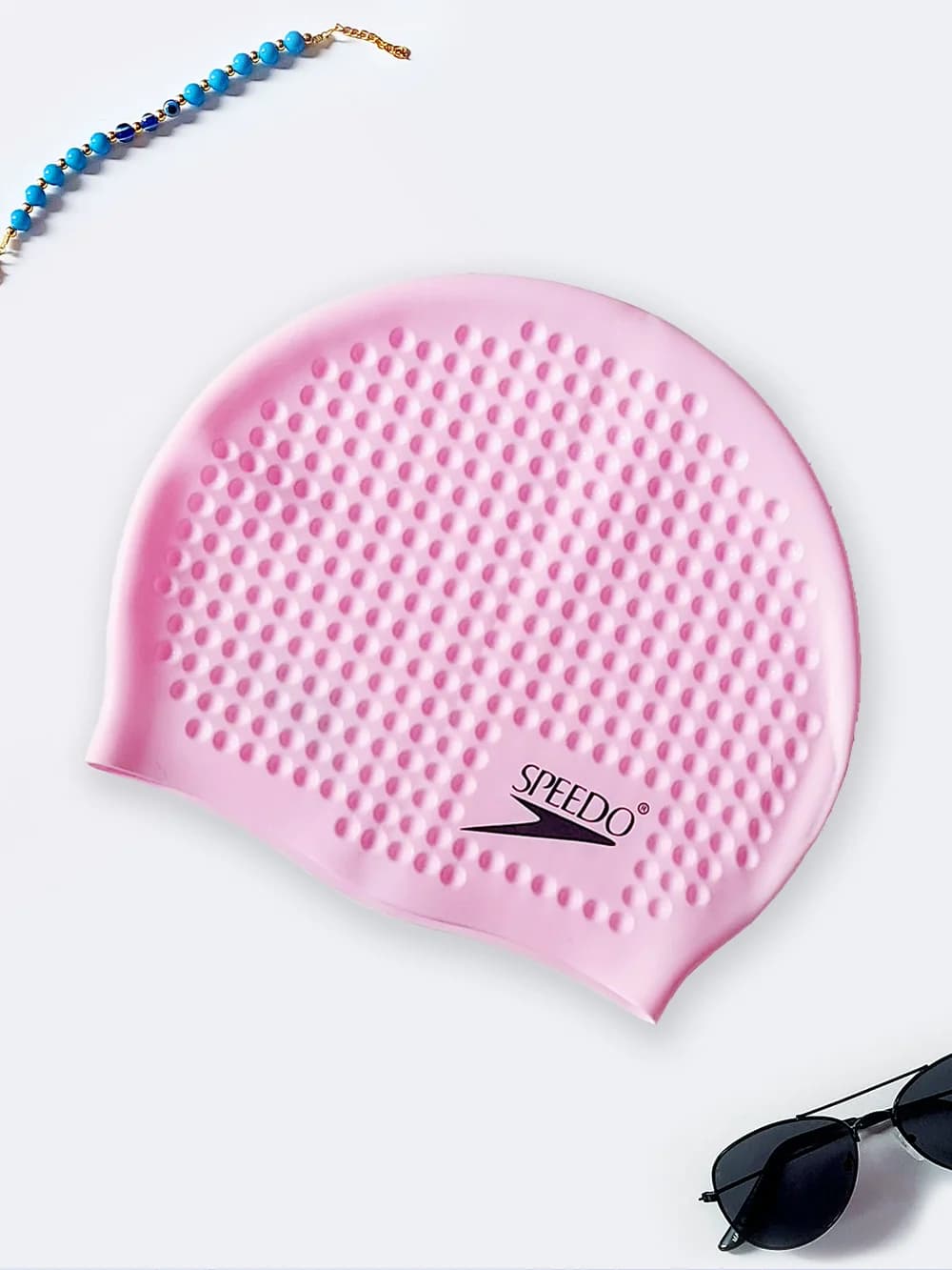 کلاه استخر شنا زنانه سیلیکونی مارک اسپیدو ( Speedo ) طرح توپی صورتی رنگ