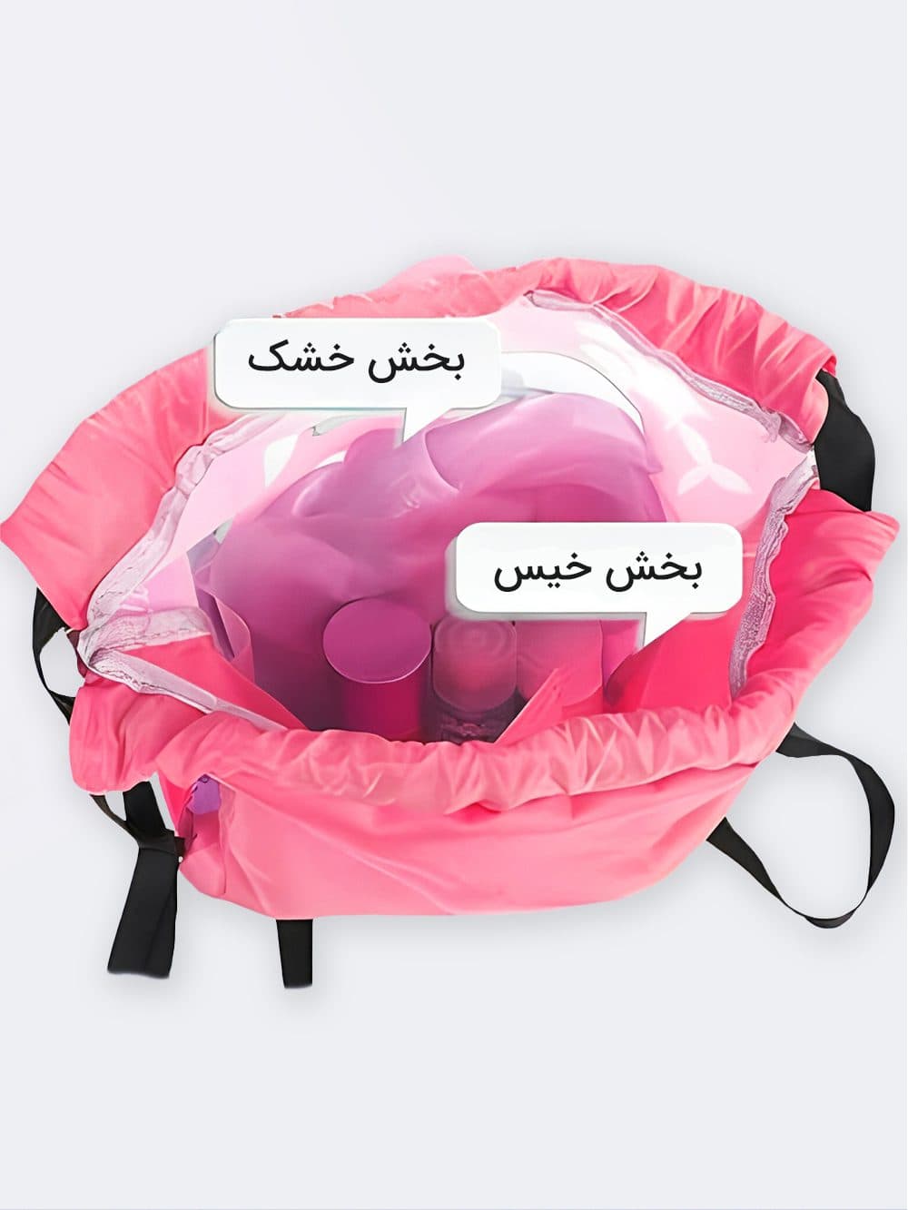 کوله پشتی شنا فانتزی با محفظه جداگانه عینک شنا طرح خرگوش صورتی رنگ — تصویر ۴