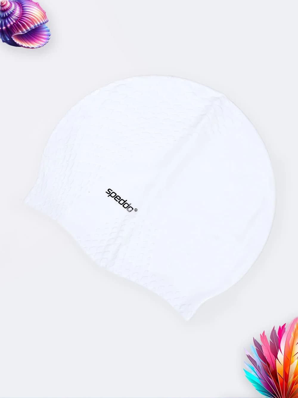 کلاه شنا ضد آب زنانه و مردانه طرح جدید پوست ماری اسپیدو ( Speedo ) سفید رنگ