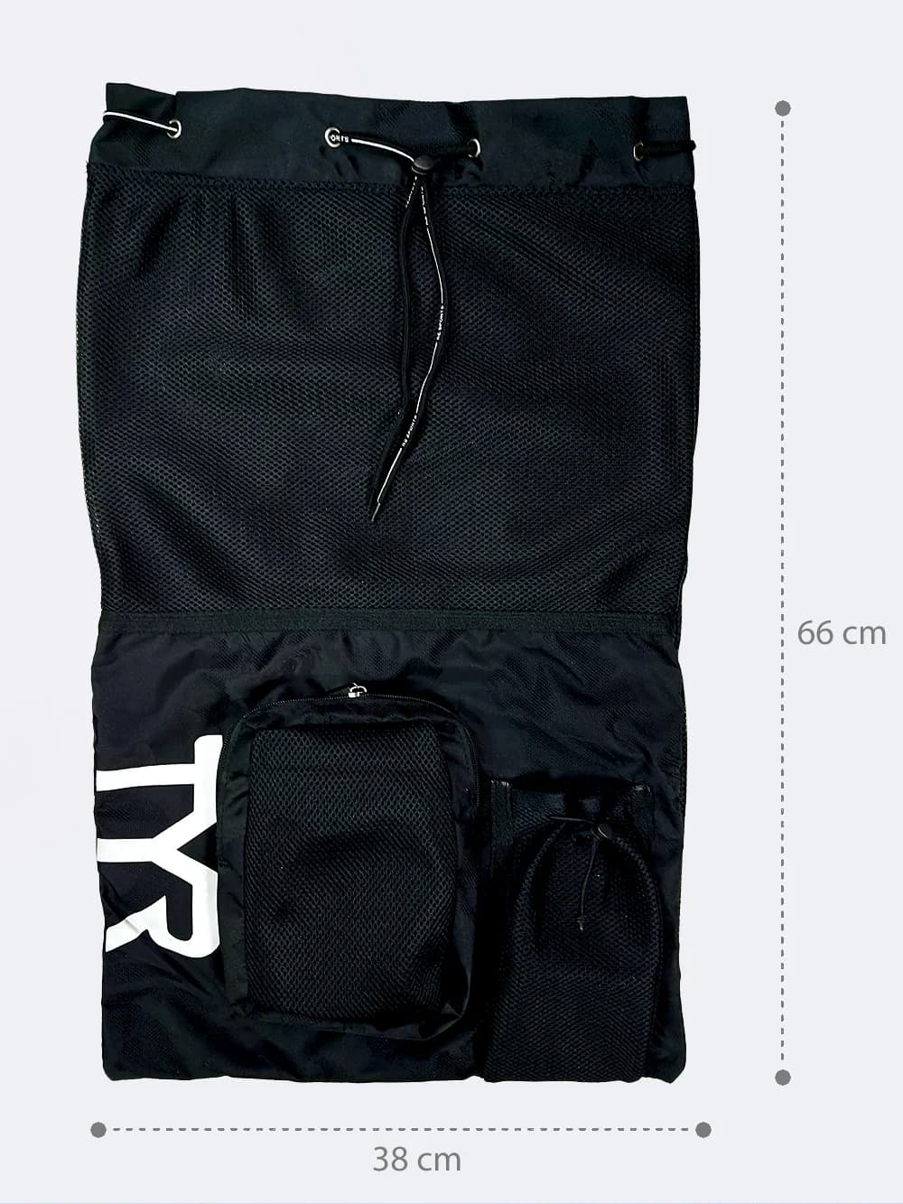 مش بگ ( mesh bag ) { کیف حرفه ای شنا } مشکی برای استخر ، دریا و ساحل جهت خشک شدن سریع وسایل TYR — تصویر ۳