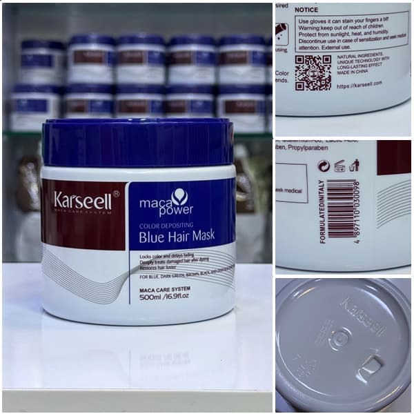 ماسک مو آبی کارسل | خنثی‌کننده تناژ نارنجی و احیای رنگ مو Karseell — تصویر ۵