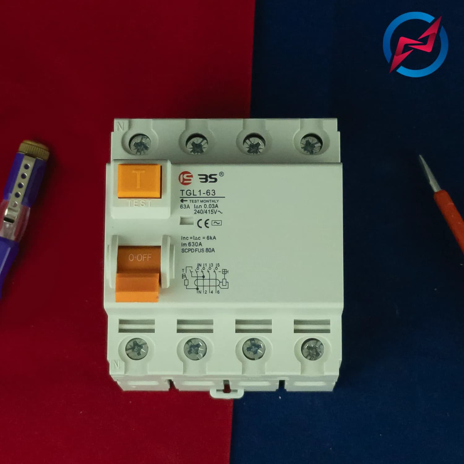 محافظ جان RCCB 3P+N-63A ISBS — تصویر ۳
