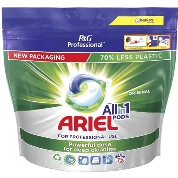قرص ماشین لباسشویی ایتالیایی آریل Ariel All In 1 Original بسته 75 عددی
