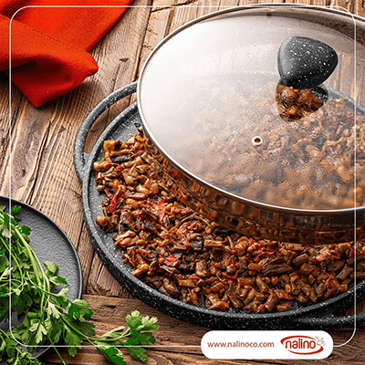 تابه گریل چدن نالینو دو طرفه Nalino Spiza سایز28 (با درب شیشه اورجینال با گارانتی) — تصویر ۳