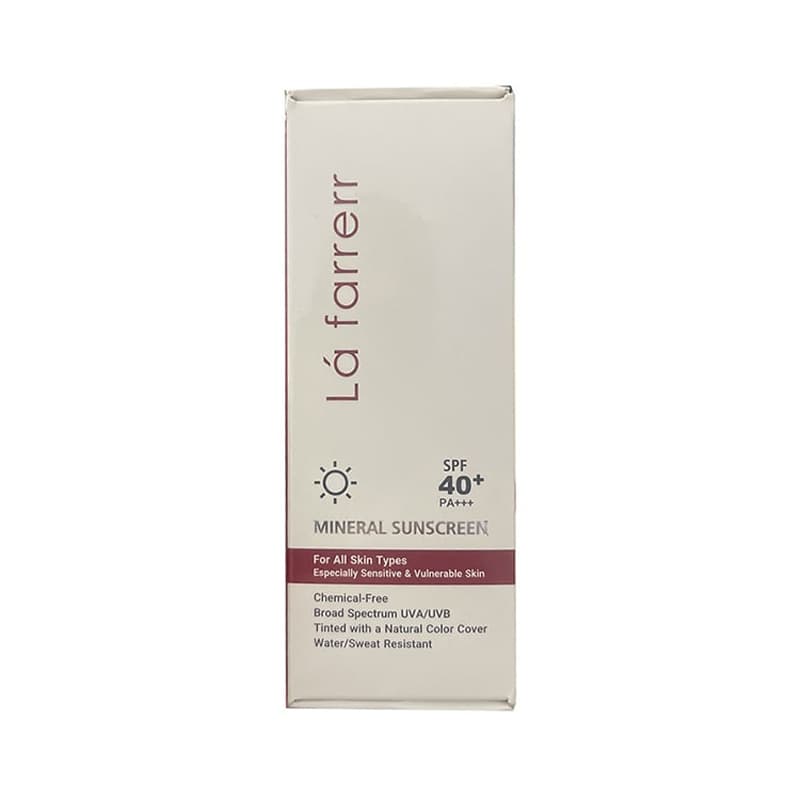 کرم ضد آفتاب مینرال SPF40 لافارر –در دو مدل رنگی و بی رنگ — تصویر ۲